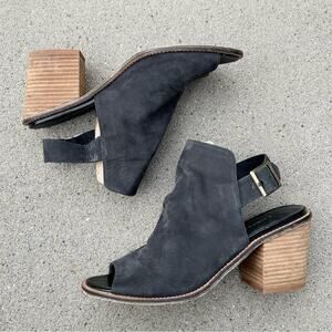 Chinese Laundry Open Toe Heel Sandal Black Suede‎